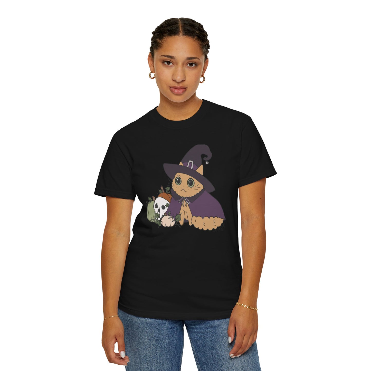 Magical Autumn Pumpkin Patch Witch Cat T-Shirt