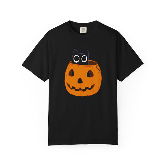Midnight in the Pumpkin Patch - Black Cat T-Shirt