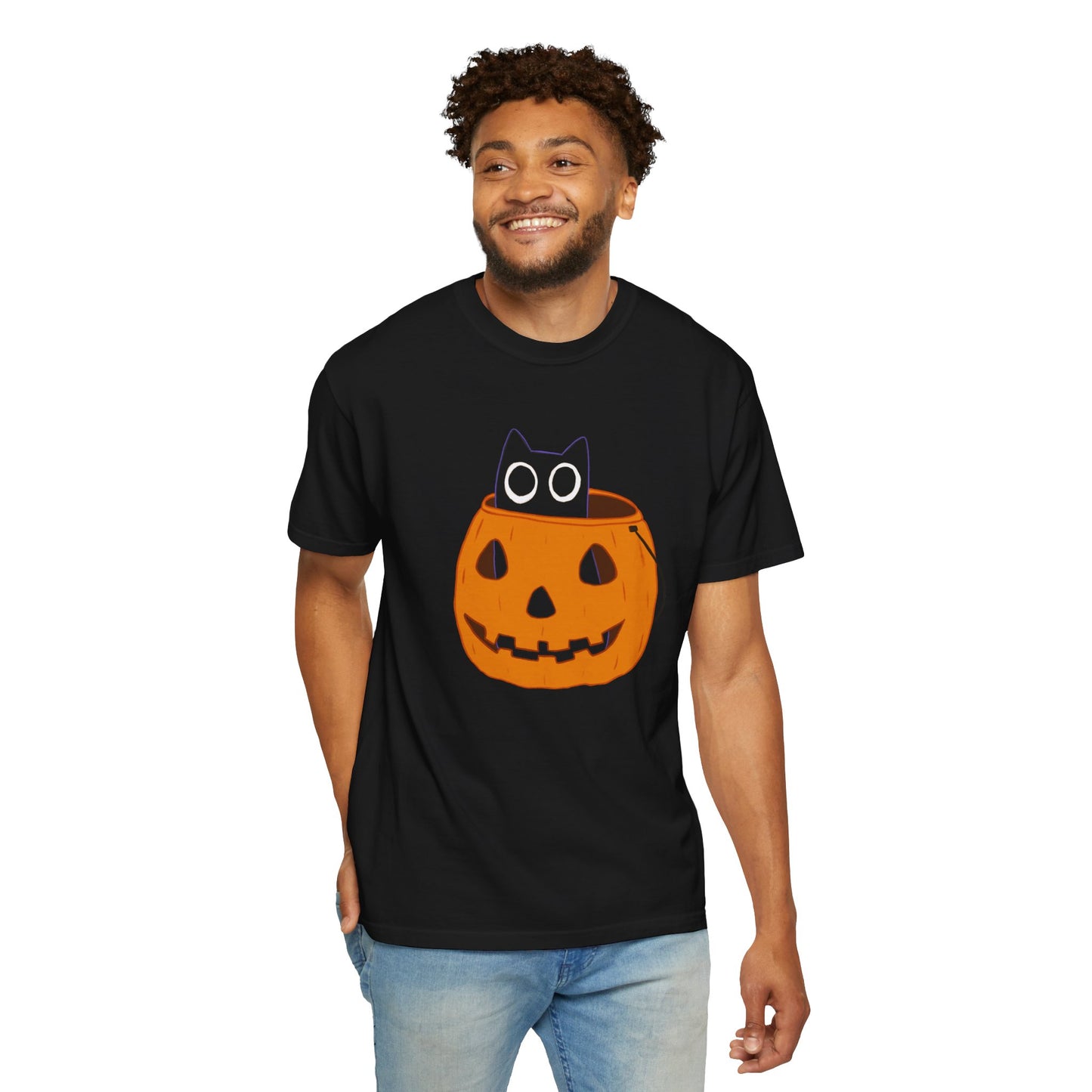Midnight in the Pumpkin Patch - Black Cat T-Shirt