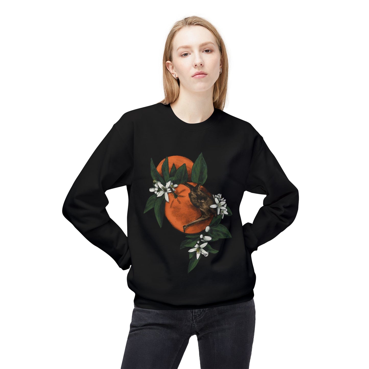 Florida Bonneted Bat and Orange Blossom Botanical Cozy Crewneck