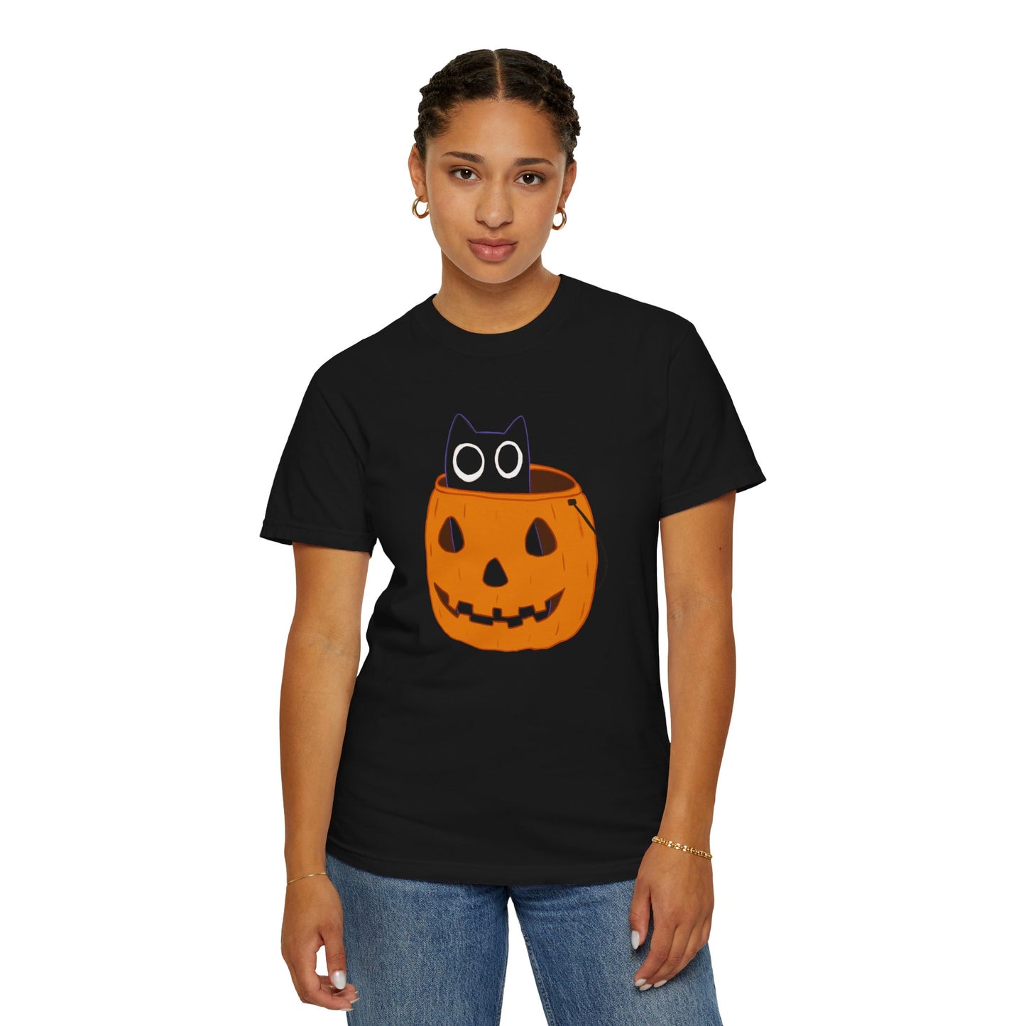 Midnight in the Pumpkin Patch - Black Cat T-Shirt