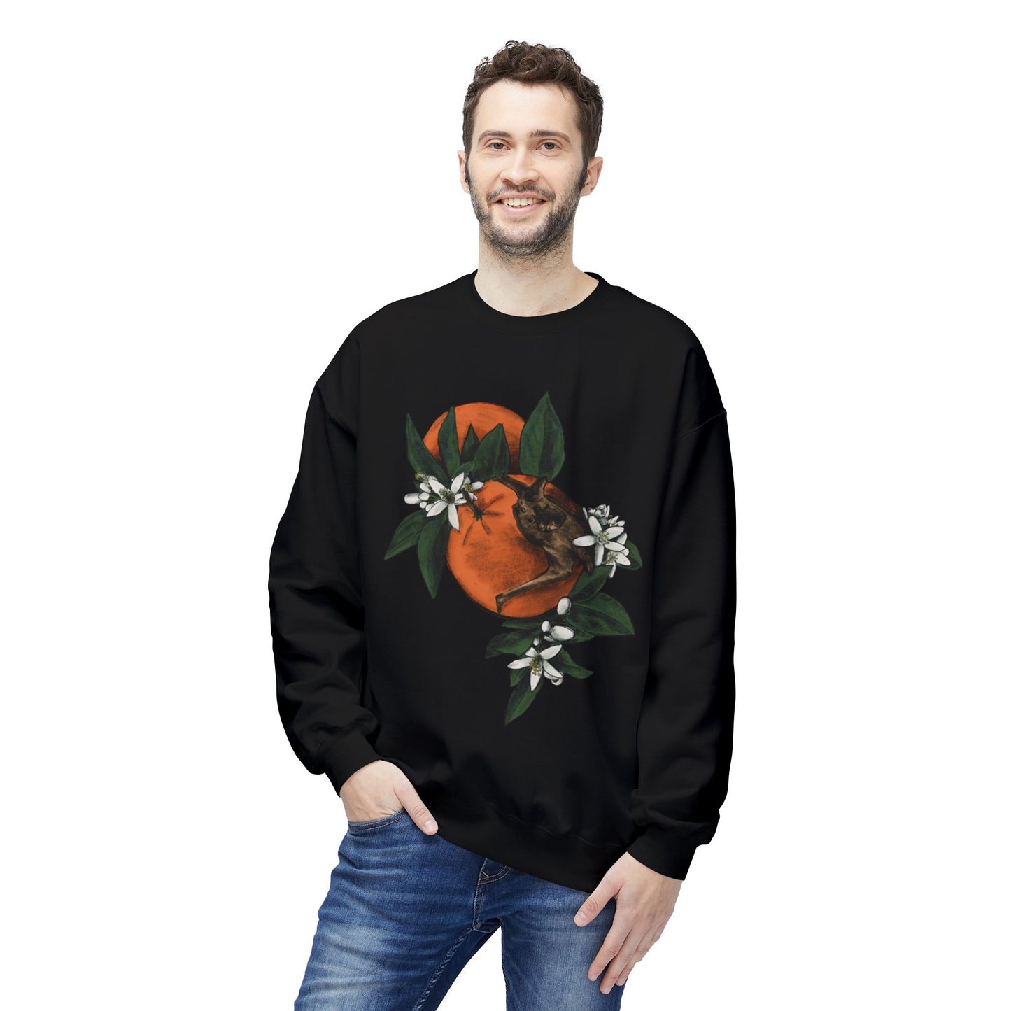Florida Bonneted Bat and Orange Blossom Botanical Cozy Crewneck