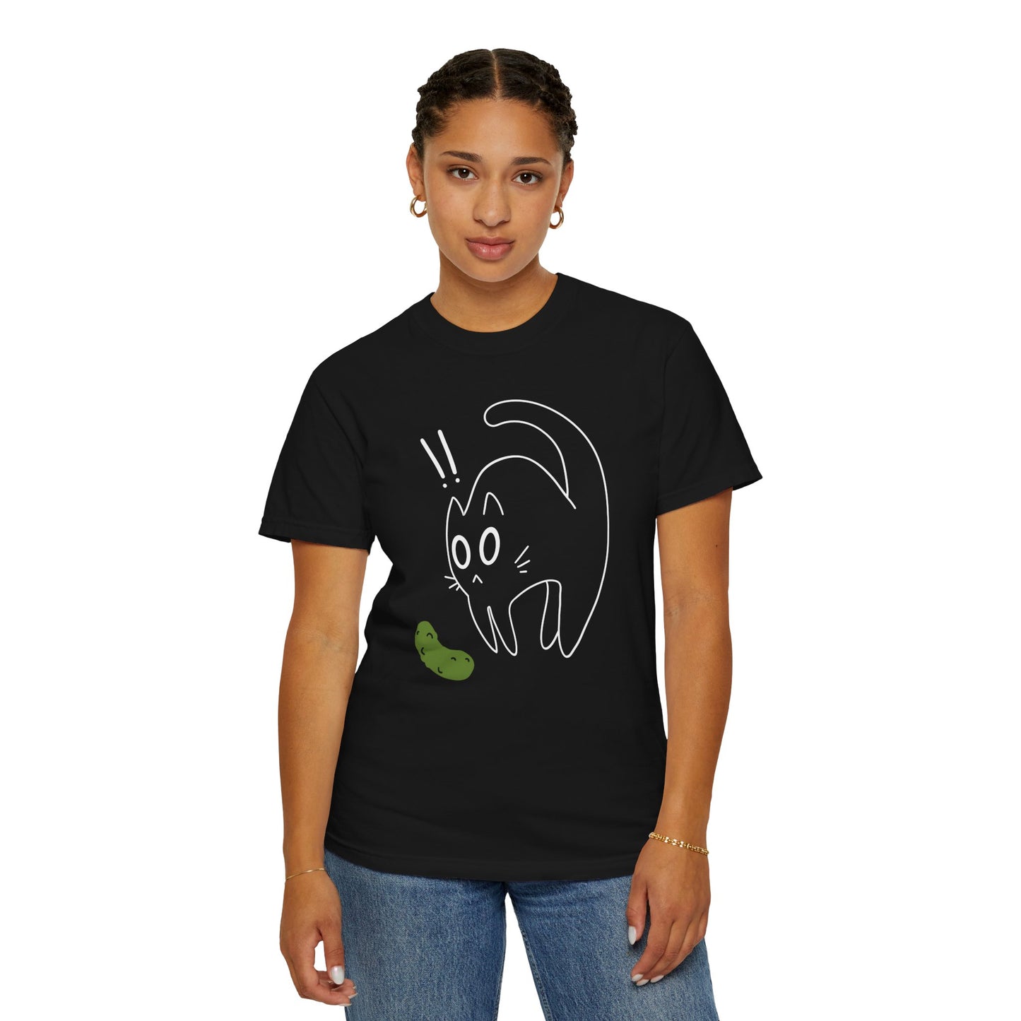 Spooky Pickle - Cucumber Jumpscare Cat T-Shirt