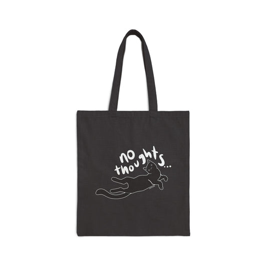 No Thoughts Cat Cotton Canvas Tote Bag